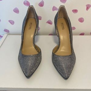 MICHAEL Michael Kors Silver Glitter Pointed-Toe Heels